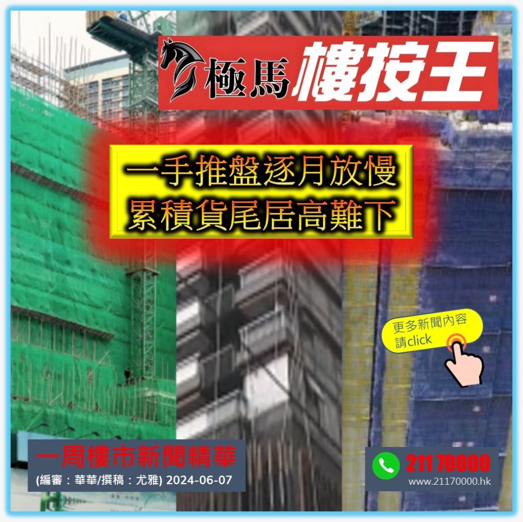 一手推盤逐月放慢 累積貨尾居高難下 按揭轉介極馬 按揭中介極馬